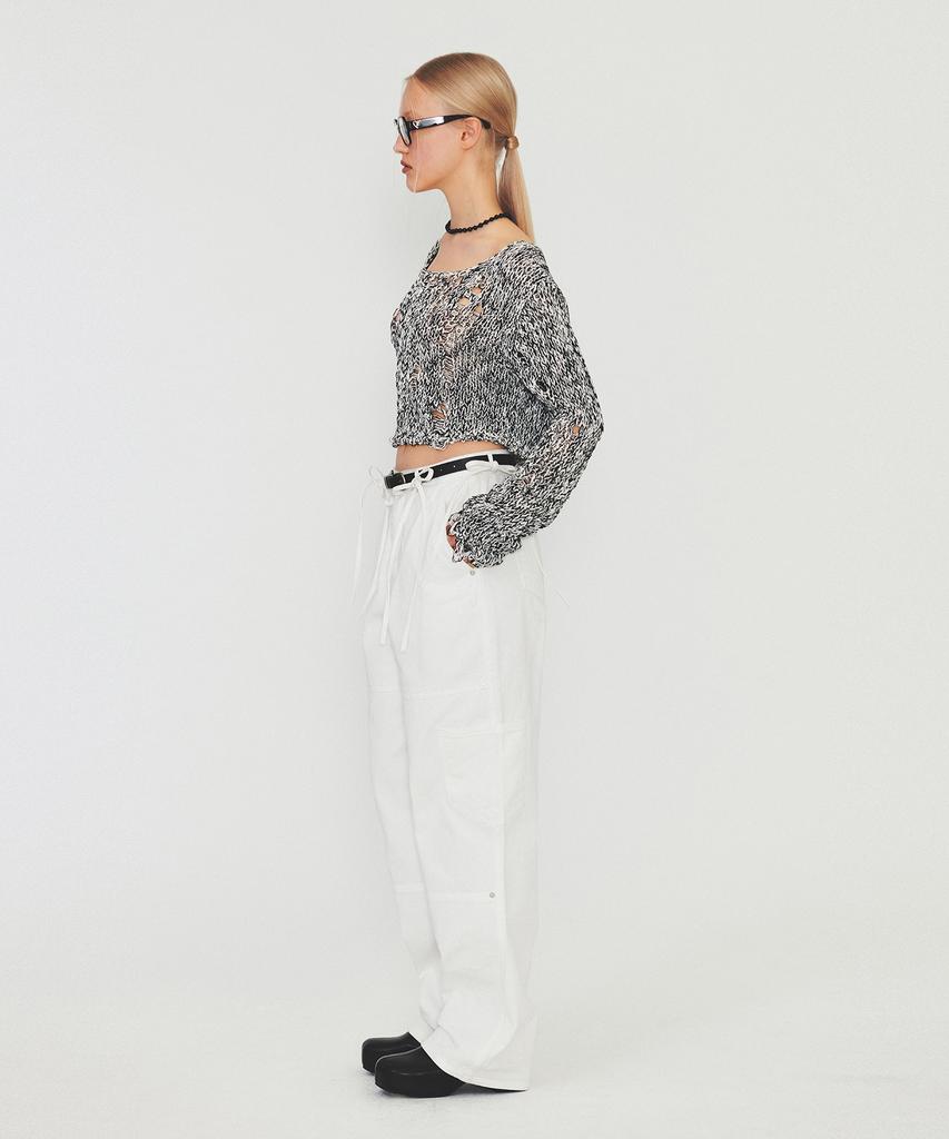 Daiaegeuneol Ribbon Strap Pocket Denim (White)