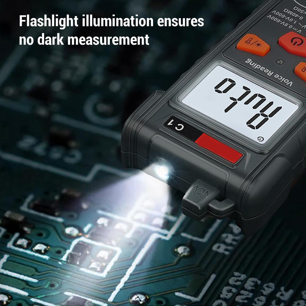 C1 Digital Multimeter 4000 Count True RMS AC DC Voltage Resistance Tester with NCV Function Backlit LCD and LED Illumination