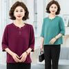 Freizeit-T-Shirt mit Rundhalsausschnitt und kurzen Ärmeln im chinesischen Stil für Frauen mittleren und höheren Alters, atmungsaktiv, westliches Oberteil für Damen