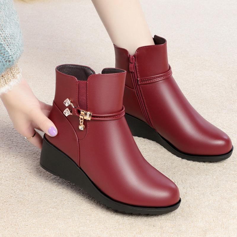 

Зимние новые ботильоны на плоской подошве, женские кожаные короткие ботинки, женские плюшевые туфли 40