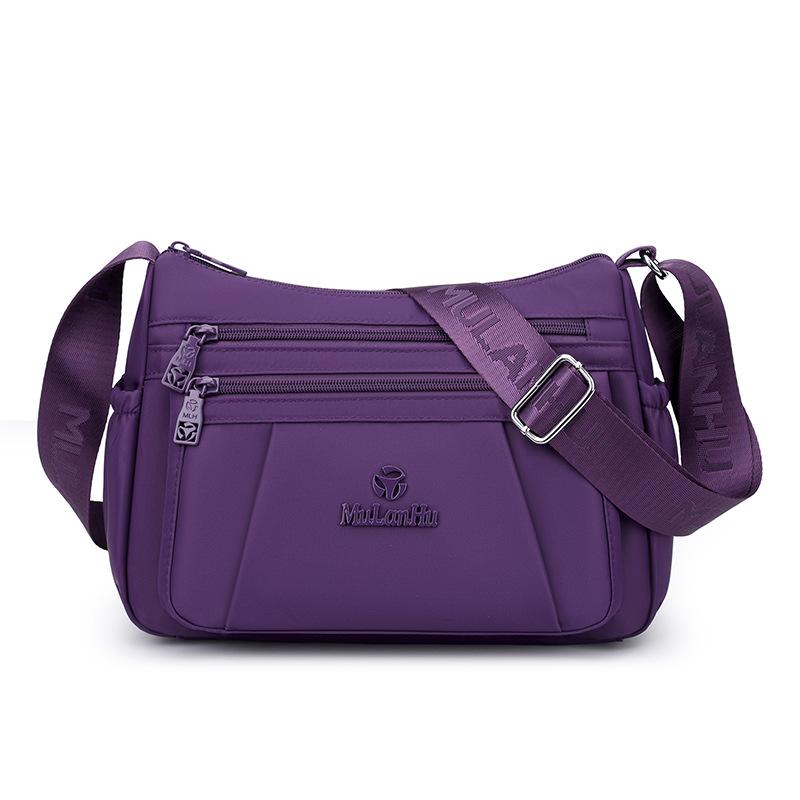 Leichte Nylon-Crossbody-Tasche mit mehreren Reißverschlussfächern, verstellbarer breiter Riemen, lässige Umhängetasche für Damen für den täglichen Gebrauch