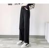 Female Pants Women Loose Casual Jeans Nine Points Wide Leg Ripped Raw Edge Trousers Plus Size