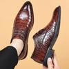 Luxury Brand Men's Leather Shoes Lace Pointy Derby Oxford Print Casual Mens Dress Shoes Man Wedding Party Shoes for Men