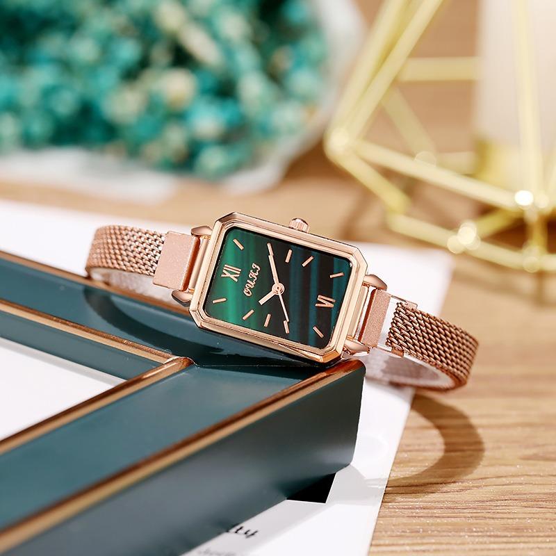 Retro Temperament Women's Watch Women's Watch, Small Square Watch Women's Watch Small Green
