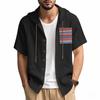 Men's Solid-color Casual Short-sleeved Shirt with a Hood, Fashionable and Loose Vacation Beach Men's Shirt