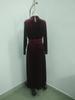 2026 Women's Elegant Gold Velvet Long-Sleeve Slimming Dress with Waist-Cinched Design for Autumn/Winter.
