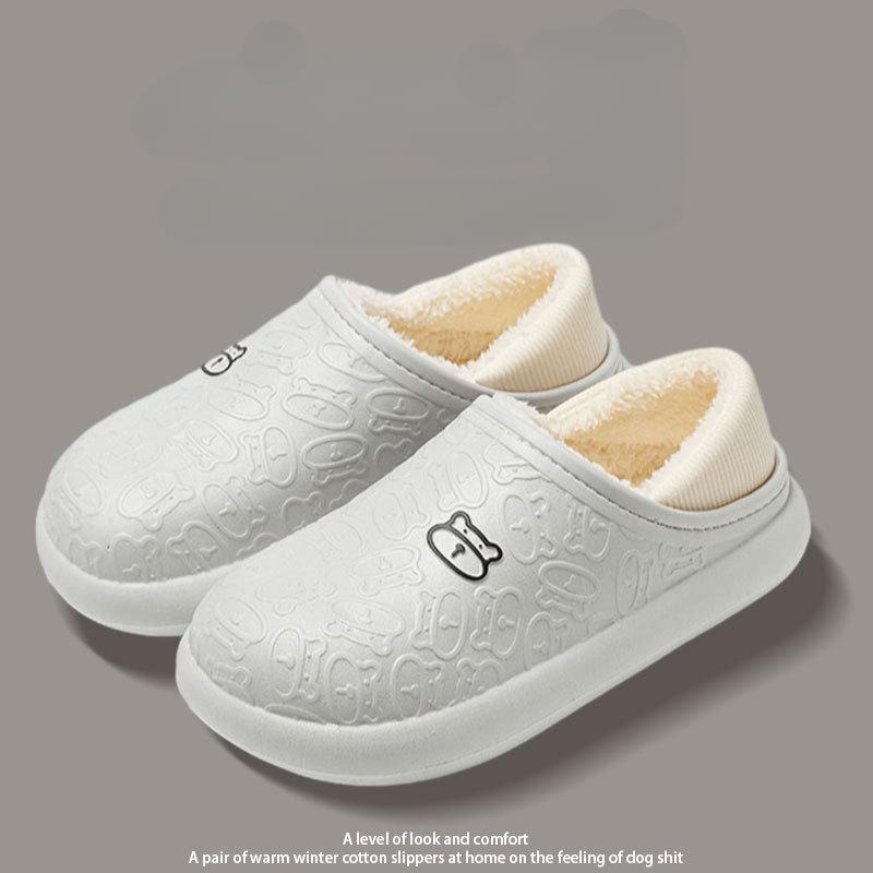 Little Bear Cotton Slippers New Popular Women's Indoor Plush Cute Thick Sole Waterproof and Anti Slip Plush Slippers