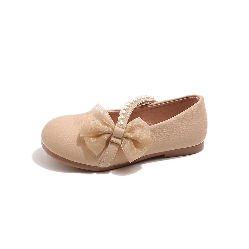 

Girls Princess Leather Shoes with Bow-knot Children Lace Beading Flats Shoes Slip-on Kids Mary Janes Shoes for Party Wedding 24