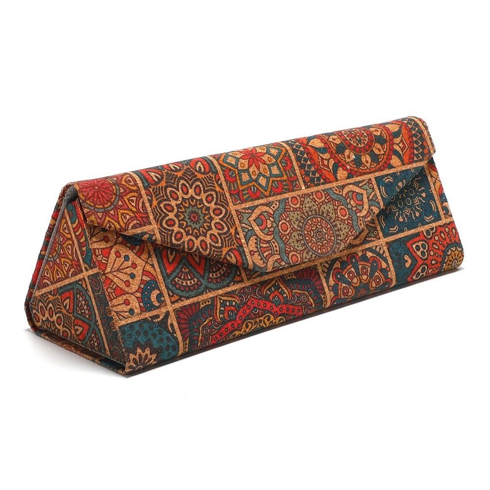 Pu Leather Reading Glasses Box Triangle Folding Pressure-Resistant Glasses Case Exotic Pattern Hard Shell Sunglasses Box Unisex