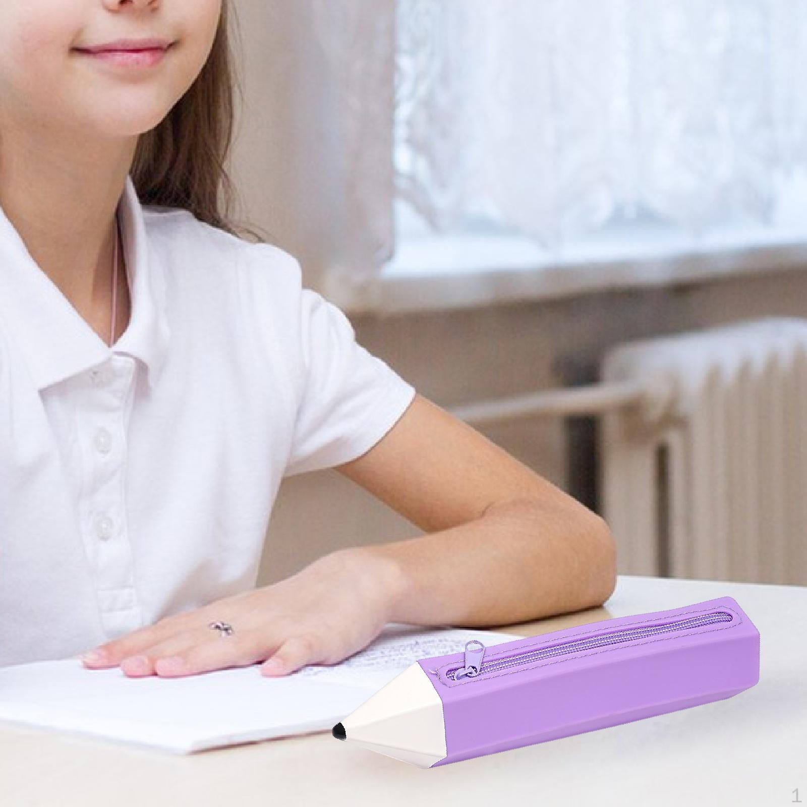 

Pencil Shaped Case Container Cute Gift Multipurpose Portable Pen Holder Pouch for Children фиолетовый