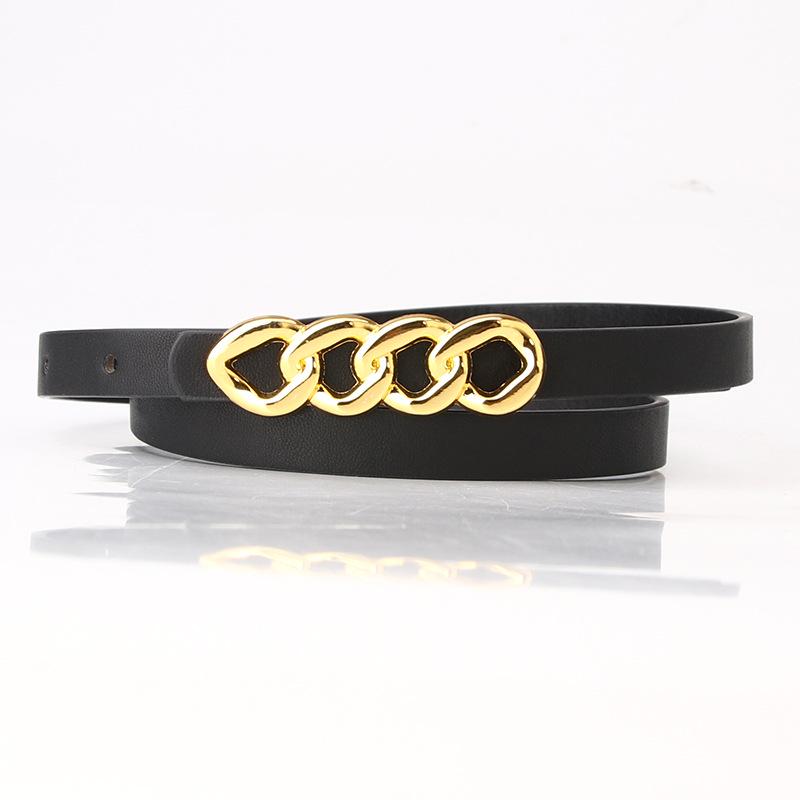 Stylish Women's Chain Plate Buckle Skinny Belt - Fashion Accessory for Dresses & Jeans