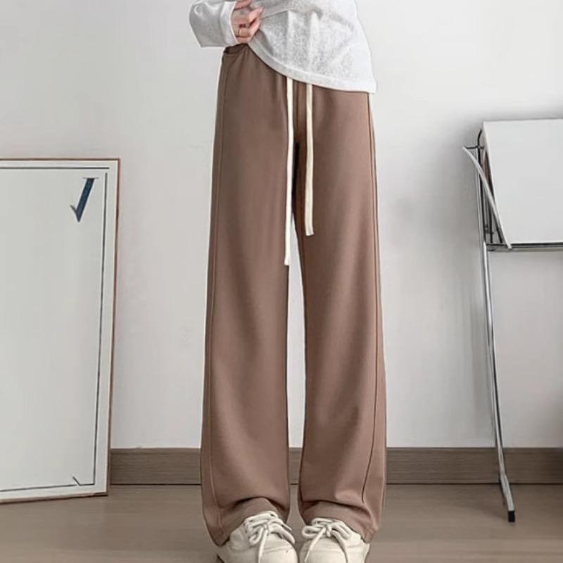 Gray Sweatpants for Women In Spring and Summer Latest High-Waist Draped Straight Wide-leg Pants for Small Leisure Comfortable Fit Sweatpants