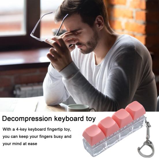 Mechanická klávesnice Fidget Přívěsek na klíče Úleva od stresu Úzkost Přenosná Cestovní Tichá Děti Dospělí 4 Klávesy Klávesnice Klikání Senzorická Klávesa Hračka