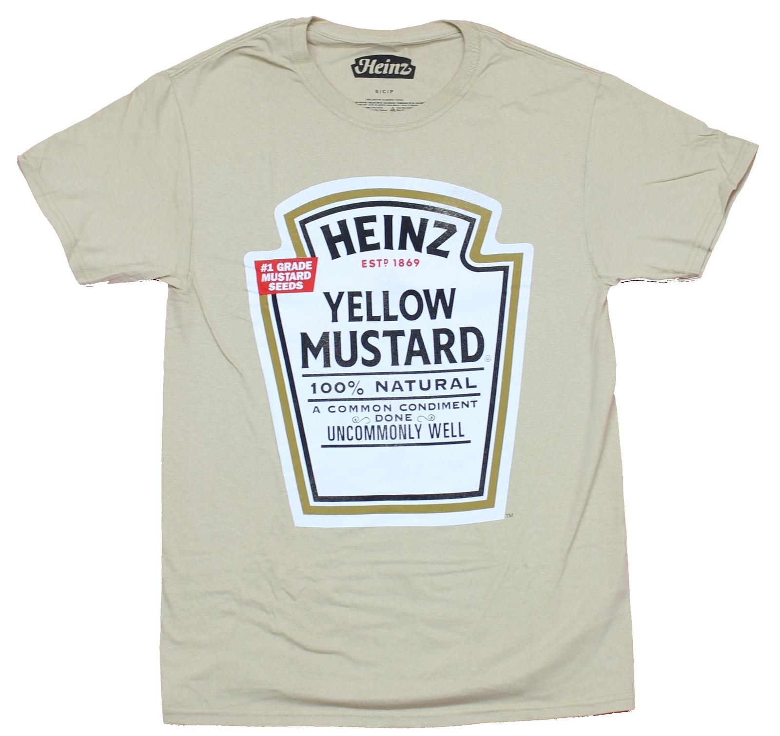 Футболка Heinz Yellow Mustard для взрослых - Классический рисунок с этикеткой бутылки S