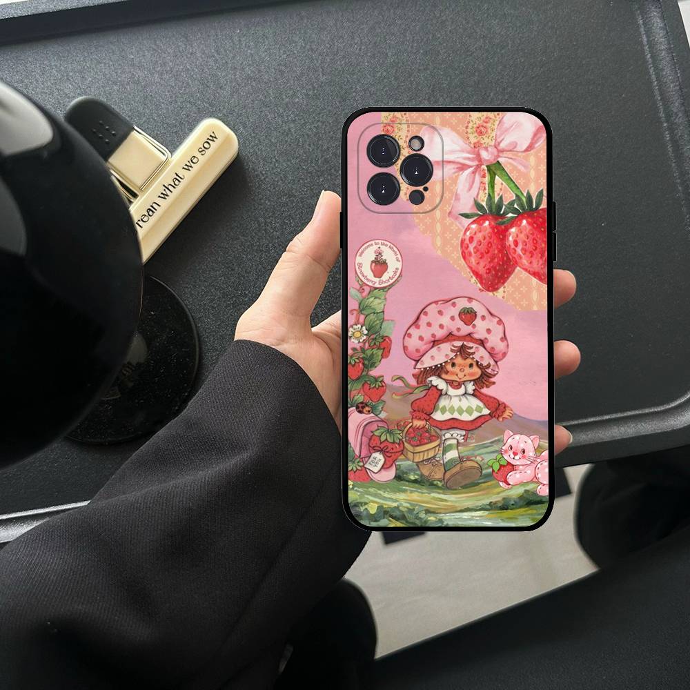 Animated S-Strawberry S-Shortcake TPU Silicone Case For IPhone 11 12 13 14 15 16 17 Pro Max Shockproof Clear Back Cover