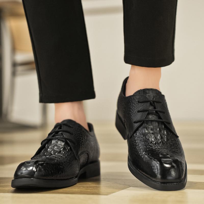 Men's Classic Business Dress Oxford Casual Shoes Brand Alligator Pattern Casual Comfort Fashion Derby Shoes Luxury Leather Shoe