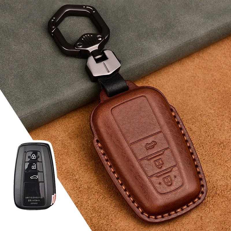 Echtes Leder Auto Fernbedienung Schlüsselanhänger Hülle Für Toyota Camry Prius Corolla C-HR CHR RAV4 Avalon Land Cruiser Prado
