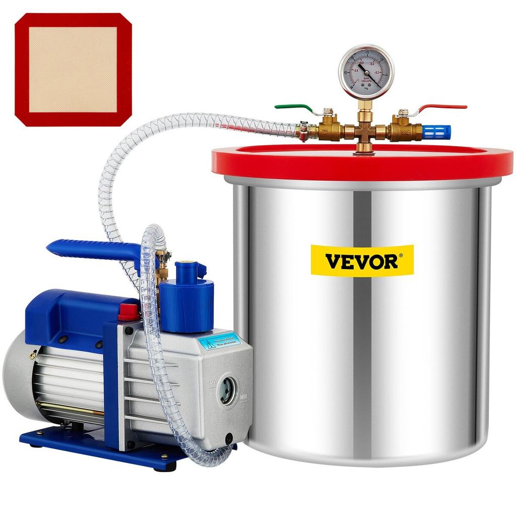 Vacuum Chamber with Pump Vacuum Chamber Kit 5 Gal 5CFM 1/3HP Single Stage