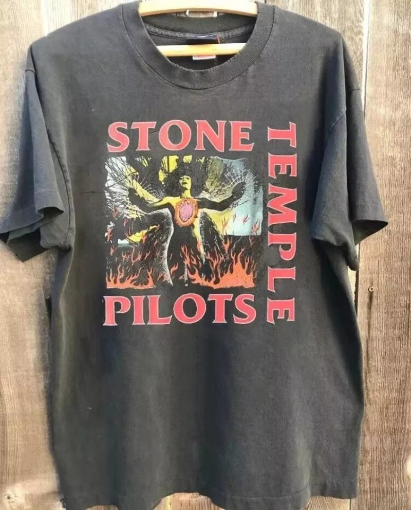 Fashionable Loose And Breathable Suitable For Daily Wear Summer Unisexs Pure Cotton Retro Stone Temple Pilot Tshirt