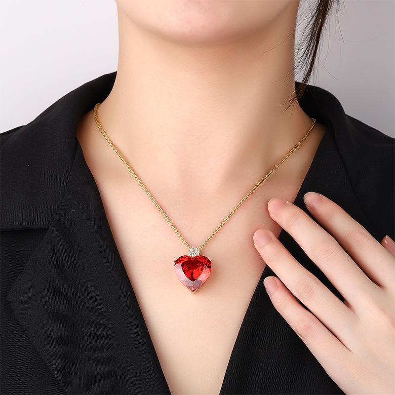 Jewelry Bird'S Nest Cut White Plated Blue Heart Temperament Gold Pendant Necklace Main Stone 20 * 20