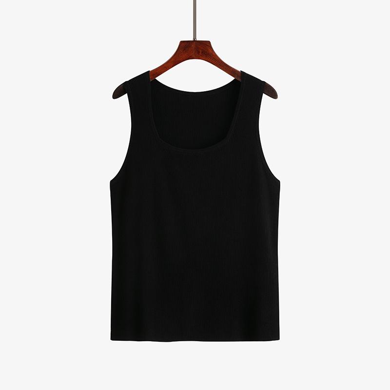 Women's Knitted Vest In Summer Style Paired with A Strapless Square-neck Sleeveless Top