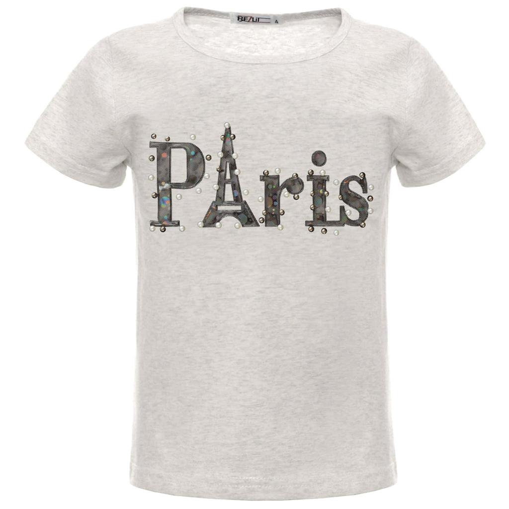 T-shirt fille avec fausses perles et hologramme
