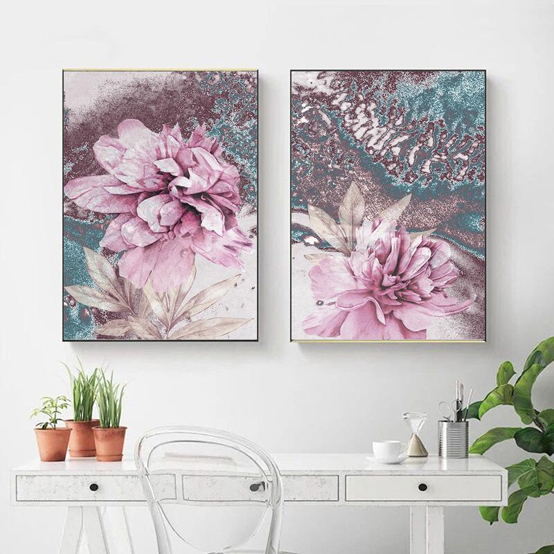 Wall Art Flower Posters and Prints Abstract Painting Scandinavian Poster Nordic Style Decorative Pictures for Living Room Decor