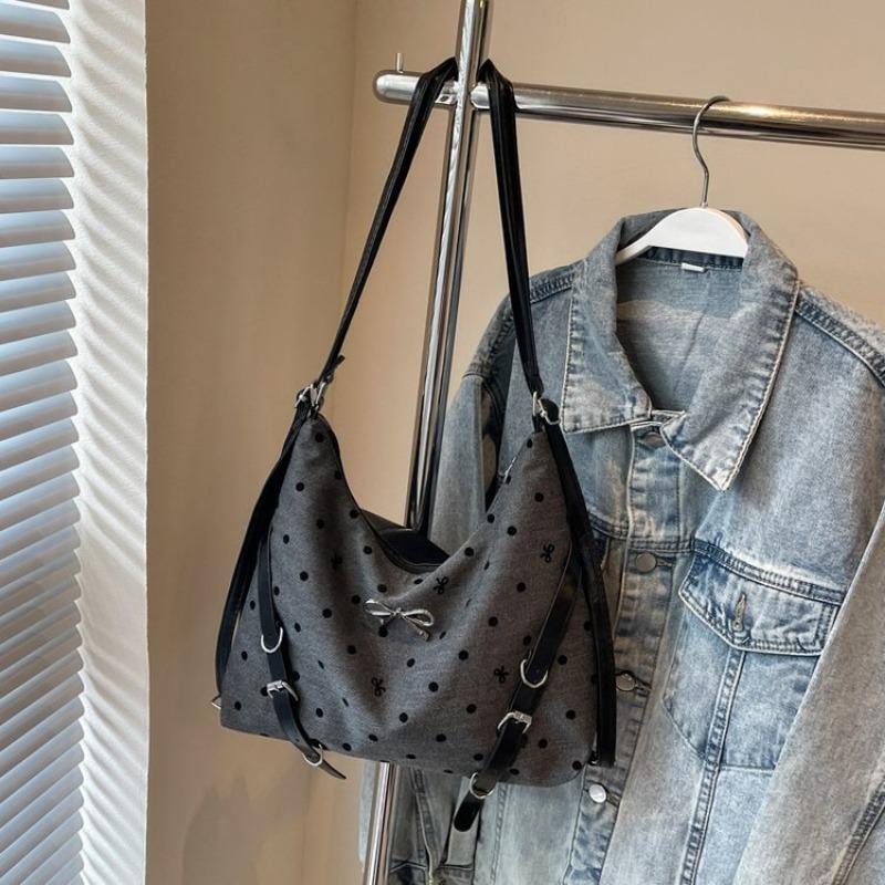 

Персонализированная повседневная плечевая сумка большой вместимости, новая модная сумка-тоут в горошек, рюкзак для通勤. large