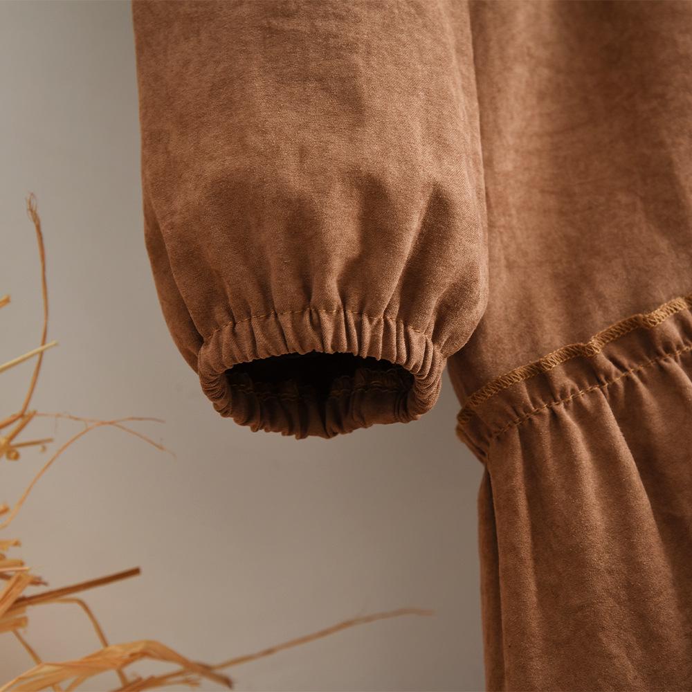 2025 Spring & Autumn Girls' French Court Embroidery Dress - Baby Girl Lapel Lace Long Sleeve Princess Dress