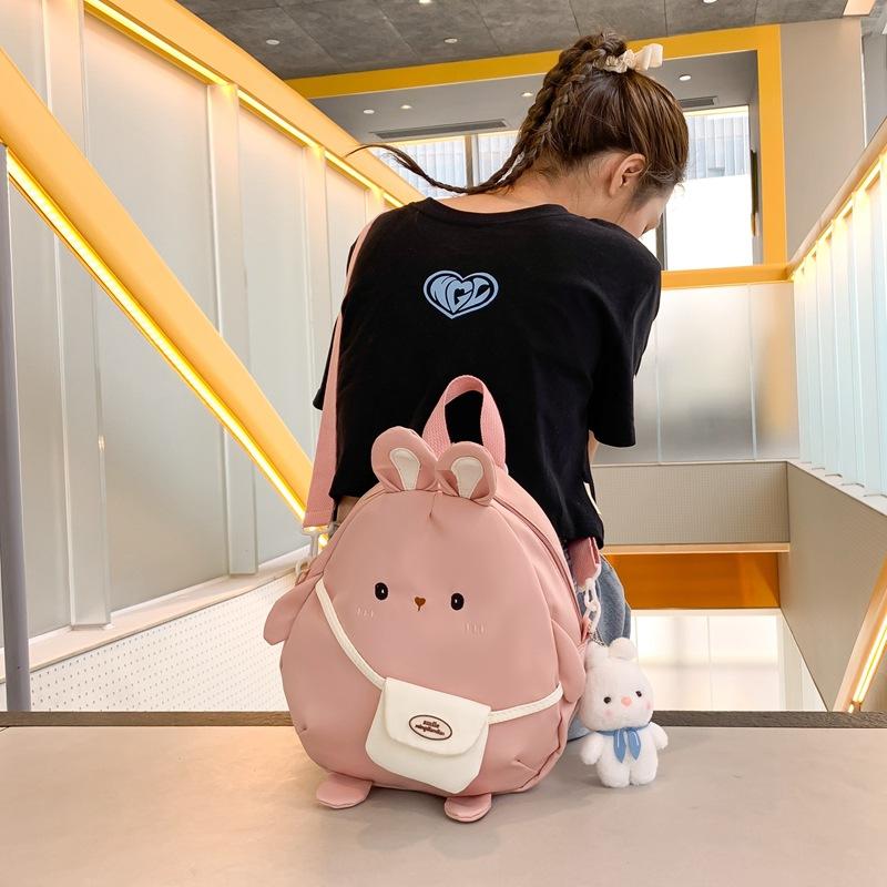 Cute Little Bunny Girl Backpack Bag Junior High School Student College Student Class Schoolbag Large Capacity Oblique Span Canvas Bag