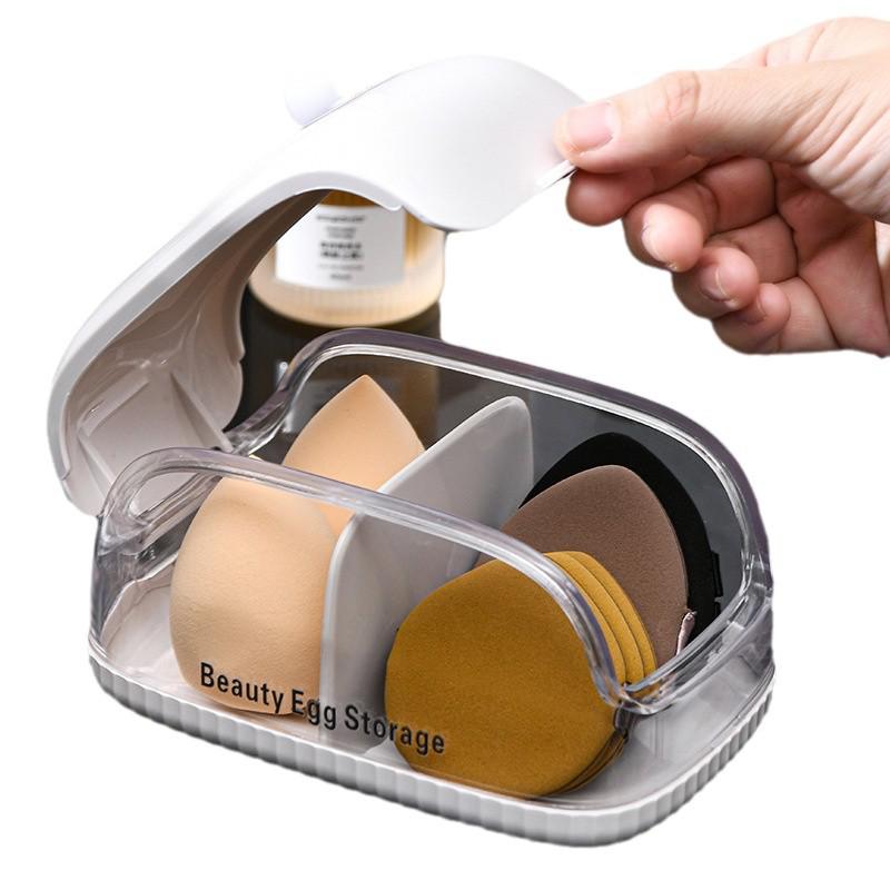 Beauty Sponge Holder - Dustproof, Breathable, Mold & Moisture Resistant with Lid. Portable Egg & Powder Puff Storage.