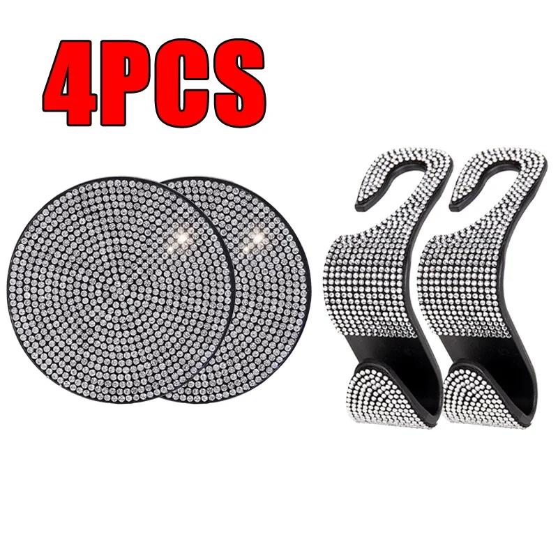 Universal Car Seat Back Hook Pad Hanger Rhinestone Inlaid Water Cup Pad Mount Storage Holder Car Interior Decor Auto Accessorie