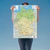 Unframed English-Germany Map-Geographic Map,Wall Decor for Home,Classroom,Indoor/Outdoor Use,Educational Poster,Travel Tools