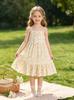 Toddler Girls Floral Spaghetti Strap Dress, Kids Summer Boho Casual Ruffle Hem Sundress for 1-8Y