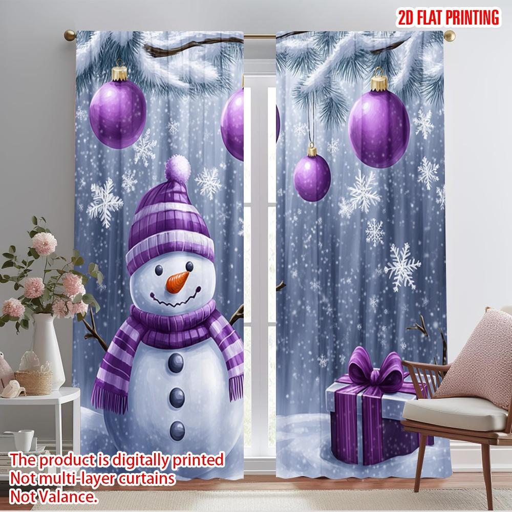 

2pcs,2D plane printing Curtains Digital Printed Cute Snowman Christmas Ornaments (3) Versatile 100% Polyester (without rod) 52.50×116.00 CM 2pcs