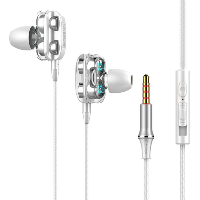 Double Moving Coil Dual Speaker In-ear Headphones Wire Control Stereo In-ear Earbuds Sport Earphones