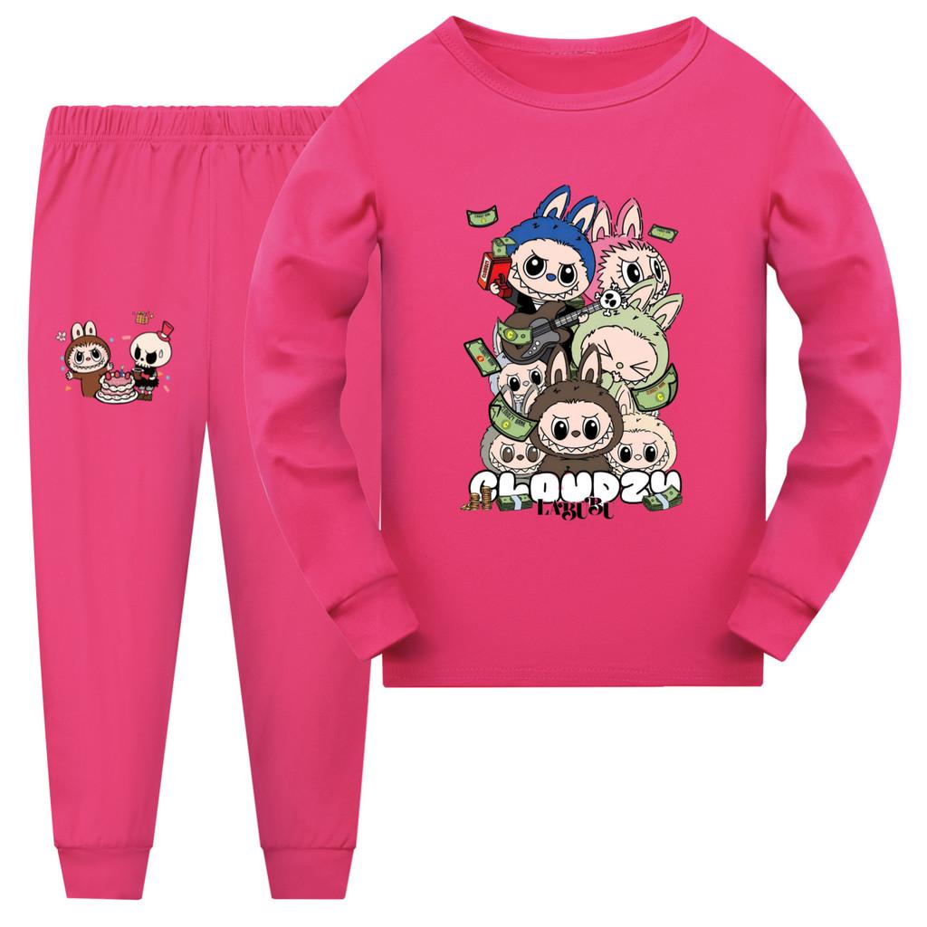 Labubu Kids Short Sleeve Short Pants Pajama Set With Cotton Fabric For Children