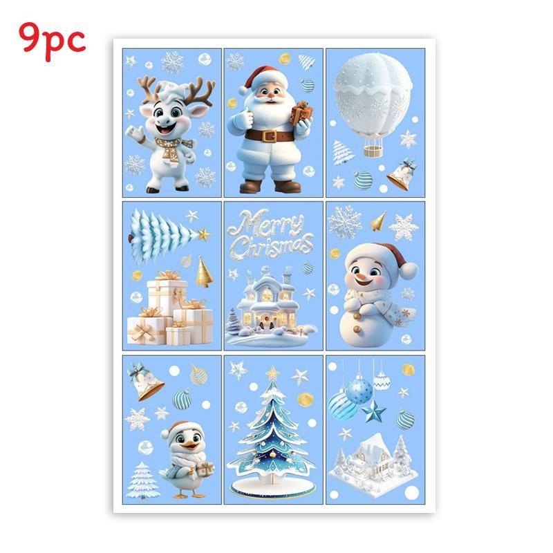 Christmas Snowman Tree Window Art Pvc Static Stickers Set Christmas Decorations