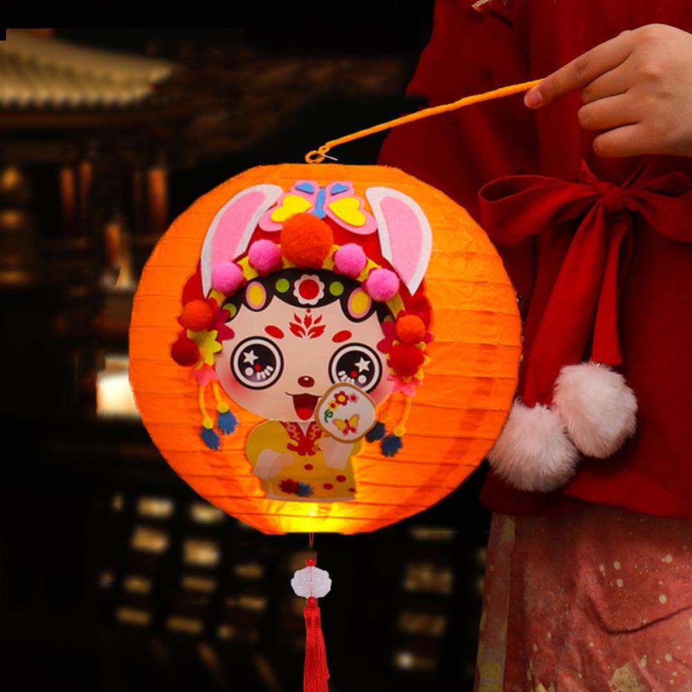Cute Chinese Rabbit Lantern Traditional LED Lantern Toys Handheld Paper Lantern New Year