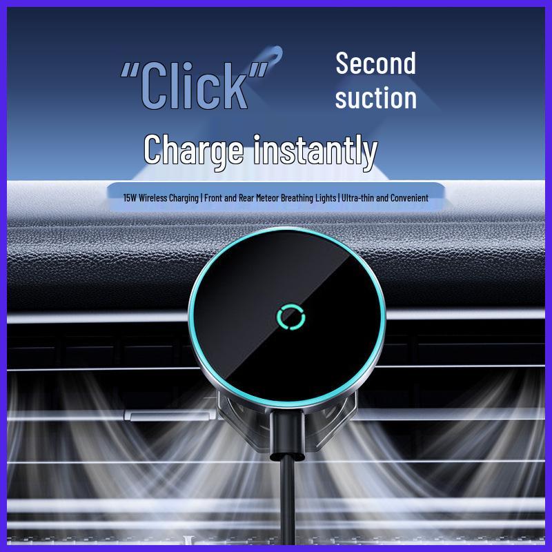 15W Magnetic Wireless Car Charger & Phone Holder for Apple/Android