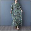 Women's Vintage Long Dress with Cotton and Linen Patterns