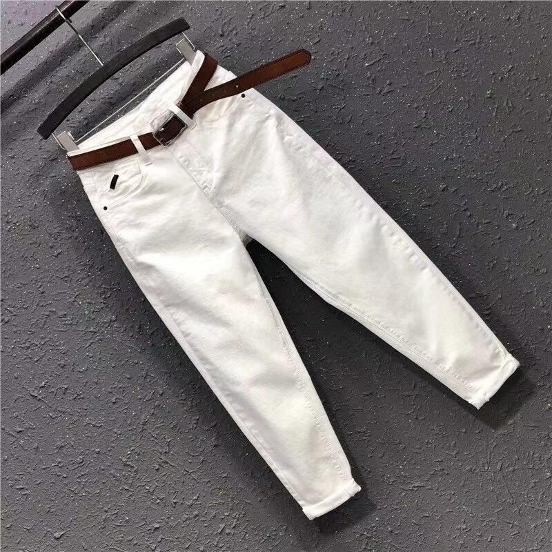 Plus Size Jeans for Women Spring and Summer High Waisted Loose Casual Cropped Pants Harem Pants