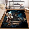 Skeleton wizard holding cards printed anti-slip rug, suitable for living room and bedroom sofa