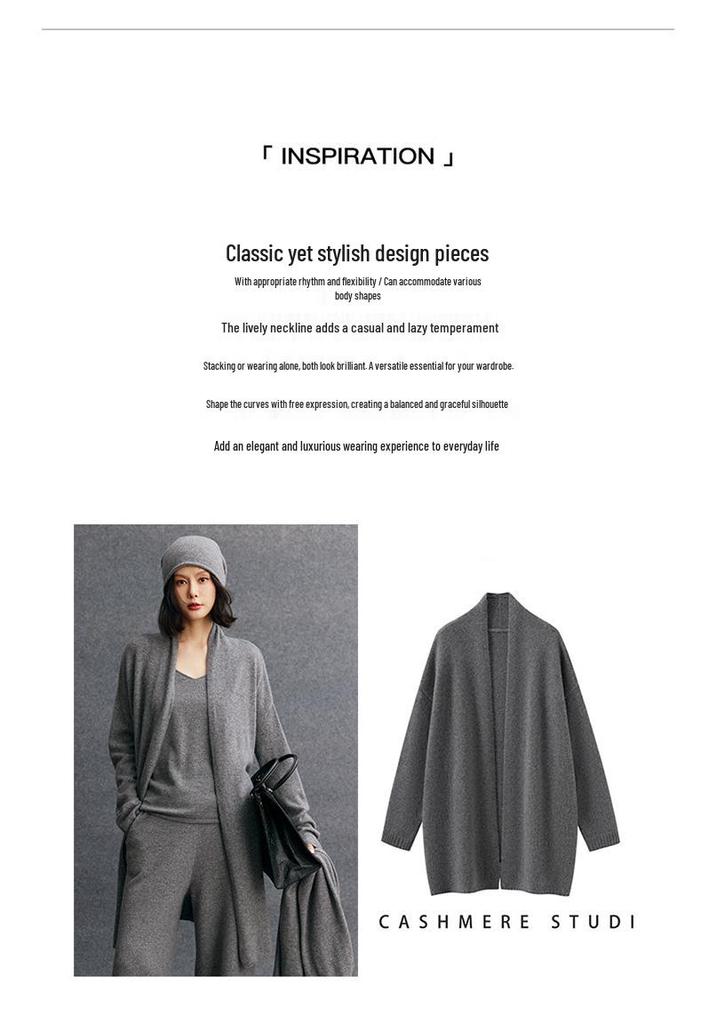 2026 Autumn/Winter Women's V-Neck Cashmere Cardigan: Elegant Mid-length, Slimming Outerwear