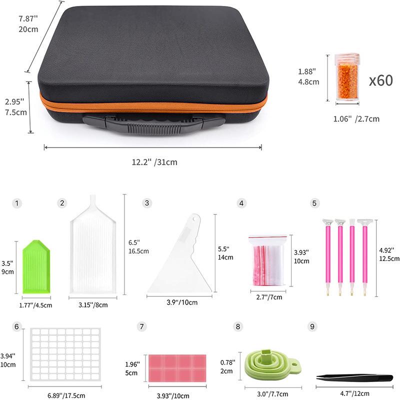 

Сумка для хранения алмазной картины из 60 ячеек и набор инструментов для эфирного масла