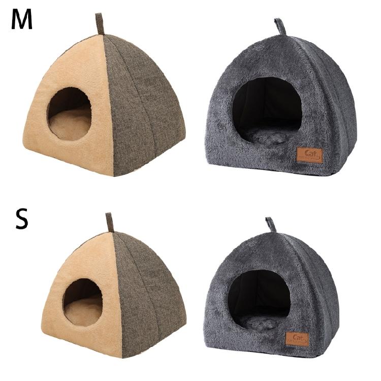 Teepee Shape Cat Cave Bed Pet Tent House Soft Cushion Anti-Slip Bottom