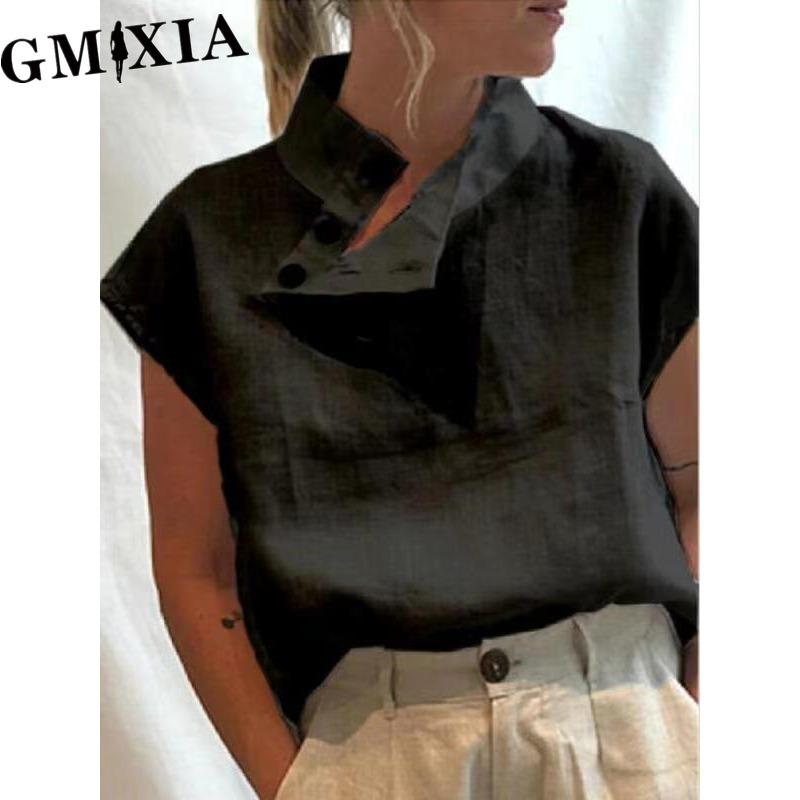 GMXIA Women's Fashion Casual Solid Color Print Blouses & Shirts