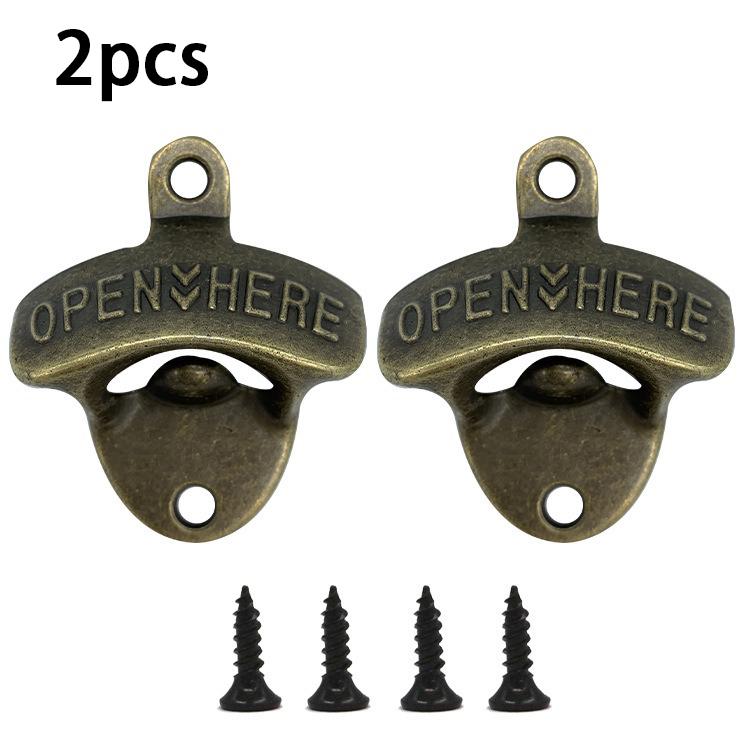 Zinc Alloy Wall Bottle Opener Beer Retro Alloy Wall Mounted Beer Bottle Opener Kitchen Decor KPQ005