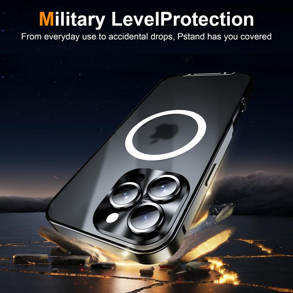 For iPhone 16 Pro Max Case Compatible with MagSafe Metal Frame Matte Phone Cover