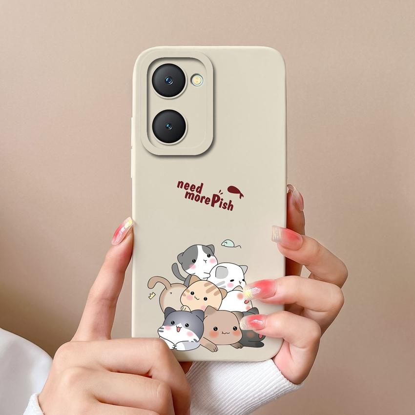 For Vivo Y03t iQOO Z9 Lite U5x Y18i Y18t Y02t Y400 Pro Cute Owl Cellphone Cover Camera Protection Liquid Silicone Anti Slip Shell For Vivo Bumper Case